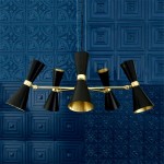 Monaghan Light fitting. Black Light again midnight blue wall.