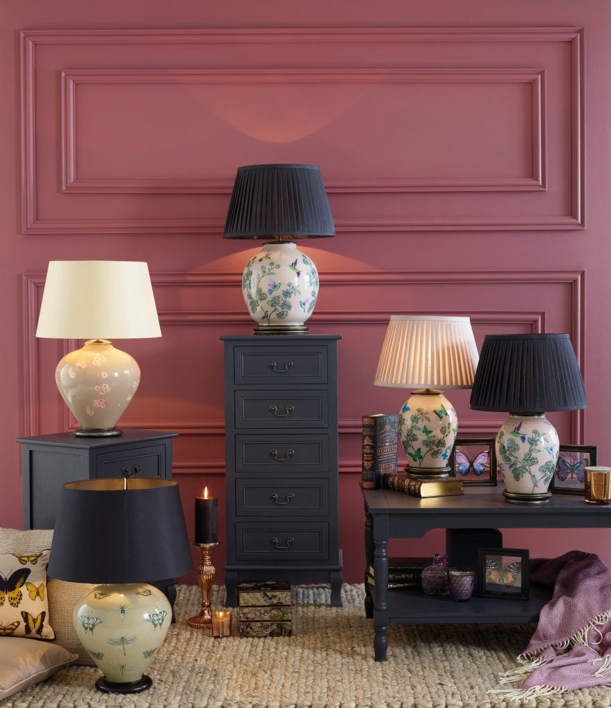 Jenny Worrall Hand Painted Glass Table Lamps