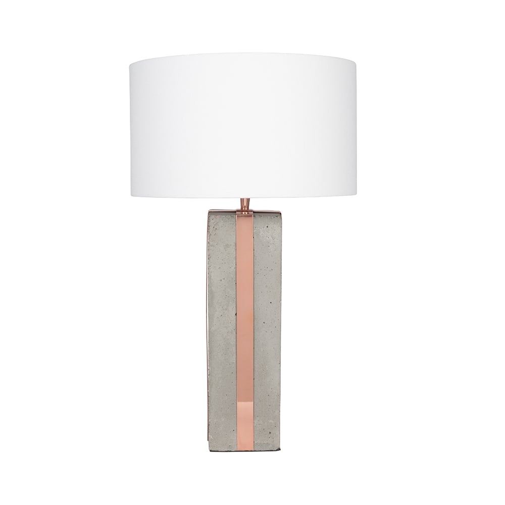 Eclectic KORS concrete and copper detail table lamp with shade