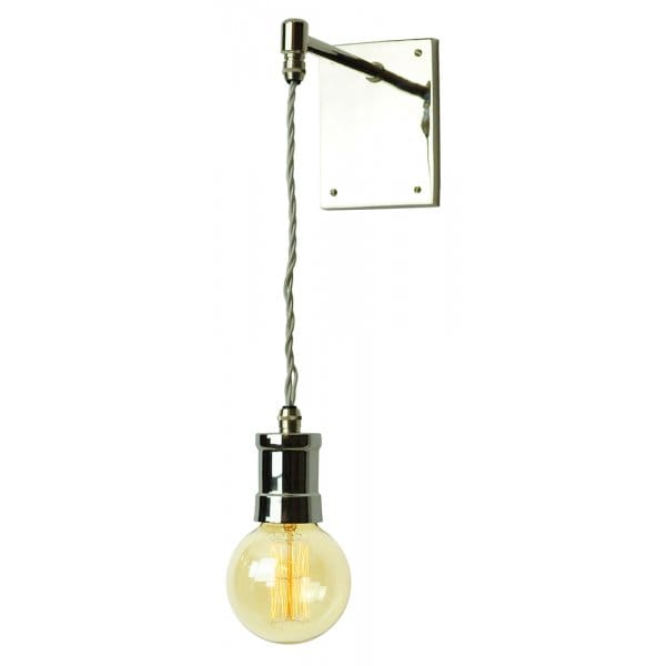 TOMMY Hanging Pendant Wall Light Industrial Style Polished Nickel bulb included.