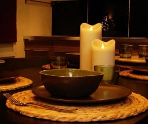 Flameless Candles on Table