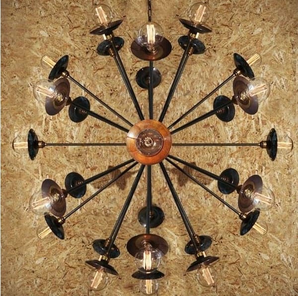 Monaghan Lighting TOKYO sputnik chandelier in antique brass by The Lighting Company