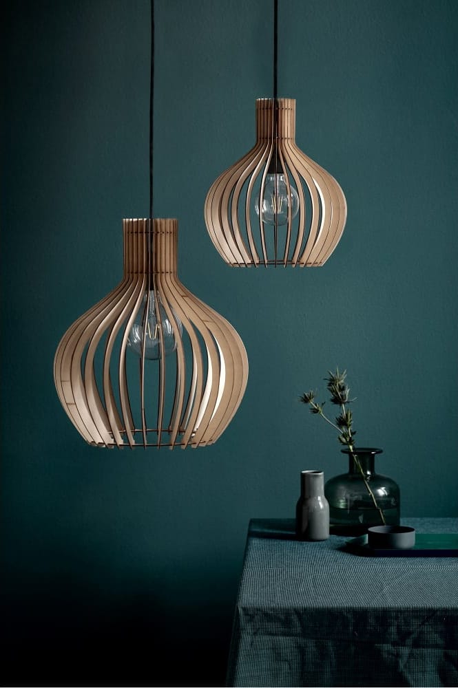 Nordlux GROA wooden slat ceiling pendant light (small)