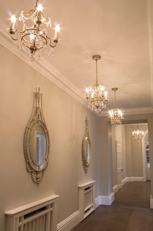 GIANNA 4 light gilded silver and crystal dual mount chandelier