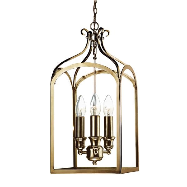SENATOR traditional 3lt ceiling pendant lantern in antique brass