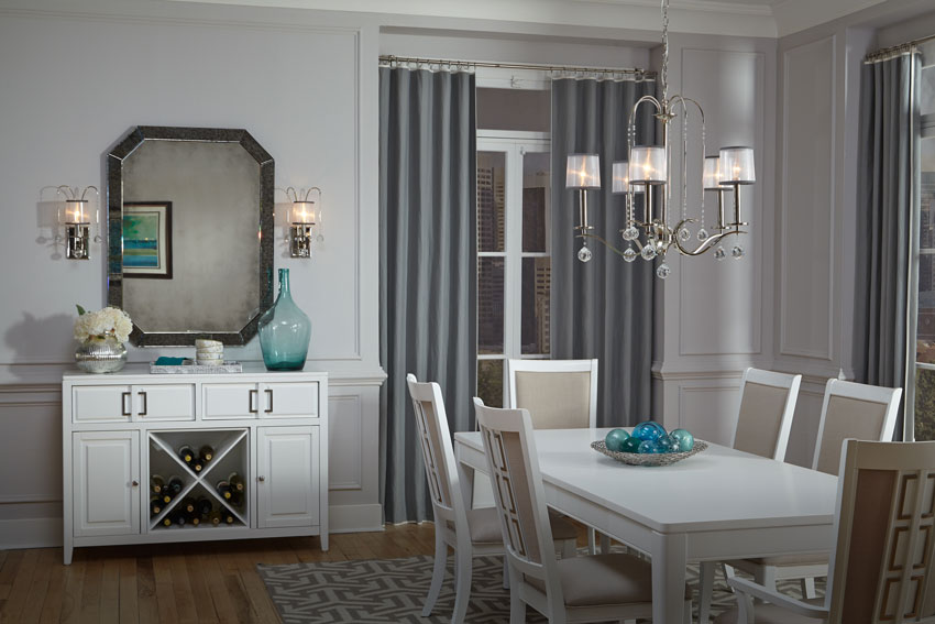 Lighting Company UK WHITNEY 5 light chandelier in imperial silver with organza shades