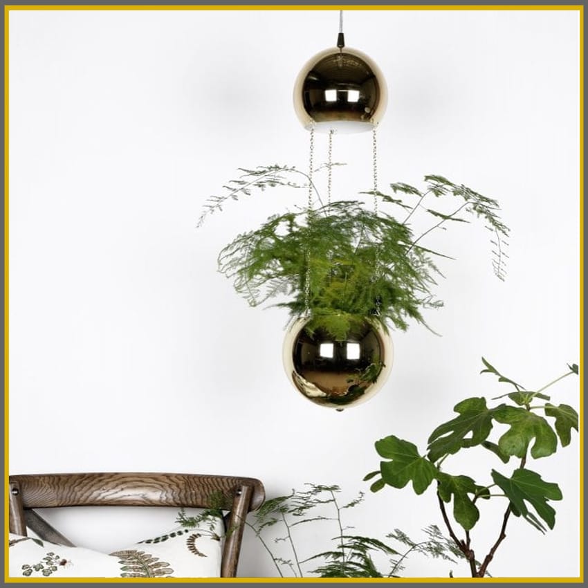 PLANTER mini ceiling pendant in brass with plant holder
