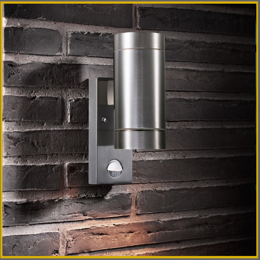 TIN MAXI double garden light with sensor (aluminium)