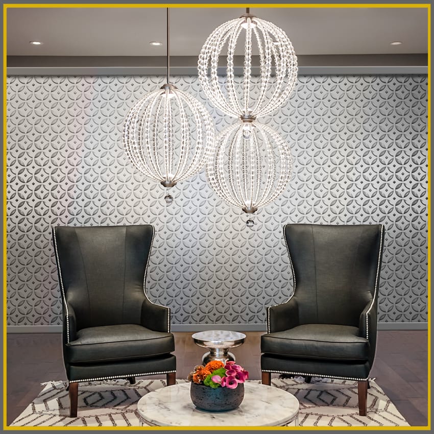 OBERLIN globe frame LED ceiling pendant with clear bead detail (medium)