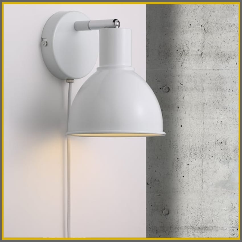 POP modern retro style wall light in white (plug in and switched)