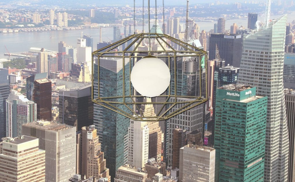 The Lighting Book IZMIR hexagonal old gold ceiling pendant with opal glass globe inner shade