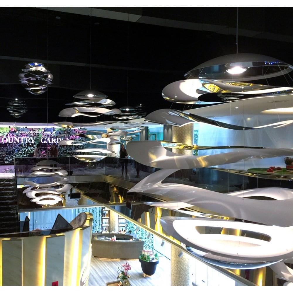 BUCKLE 70 decorative LED mirror polished chrome ceiling pendant light