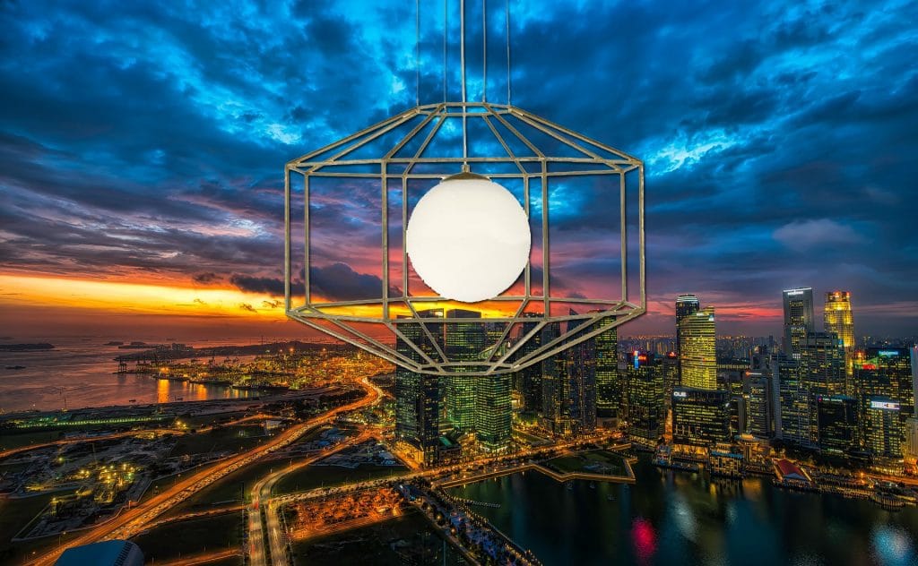 The Lighting Book IZMIR hexagonal old gold ceiling pendant with opal glass globe inner shade