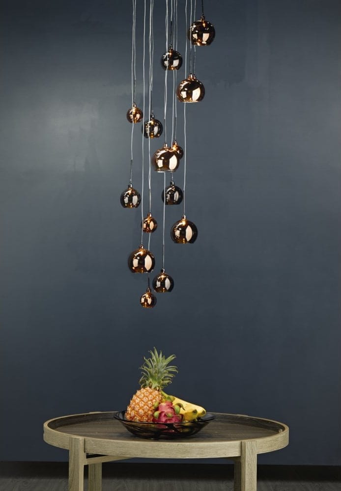 The Lighting Book AURELIA 15 light cluster pendant in copper, dark copper and black
