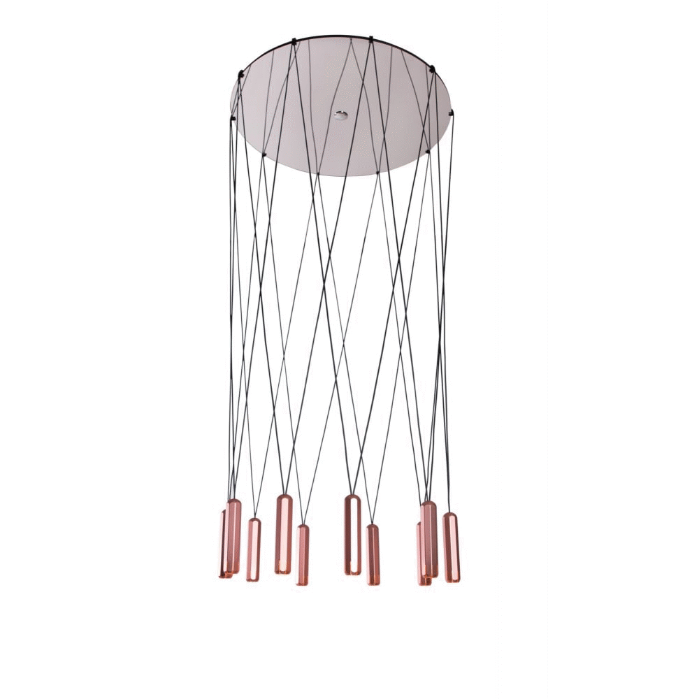 Innermost BRIXTON CLUSTER ceiling pendant in copper with black cable
