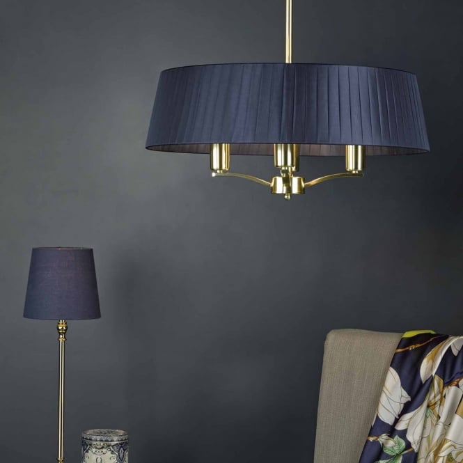 The Lighting Book CRISTEN 4 light pendant in satin brass with surround shade
