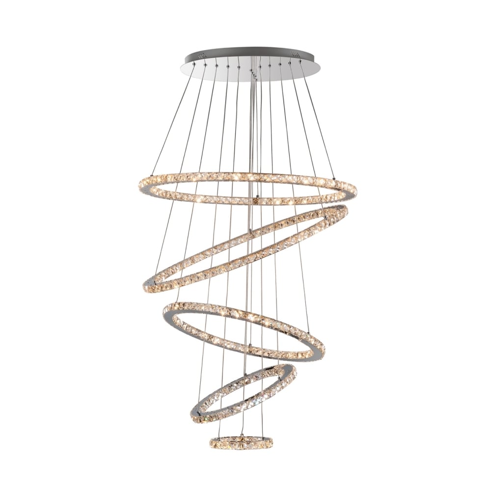 Lokuko Lighting ORBIT tiered crystal hoops LED ceiling pendant light