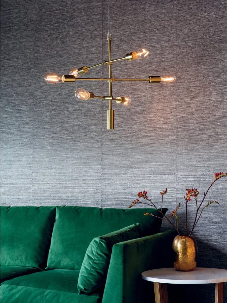 Project: Lighting RUBENS satin brushed gold 6 light ceiling pendant