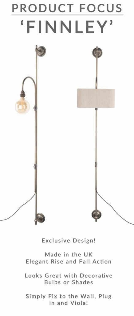 House Of Hickin FINNLEY Wall Light Fitting in Antique Brass no wiring required plug in style