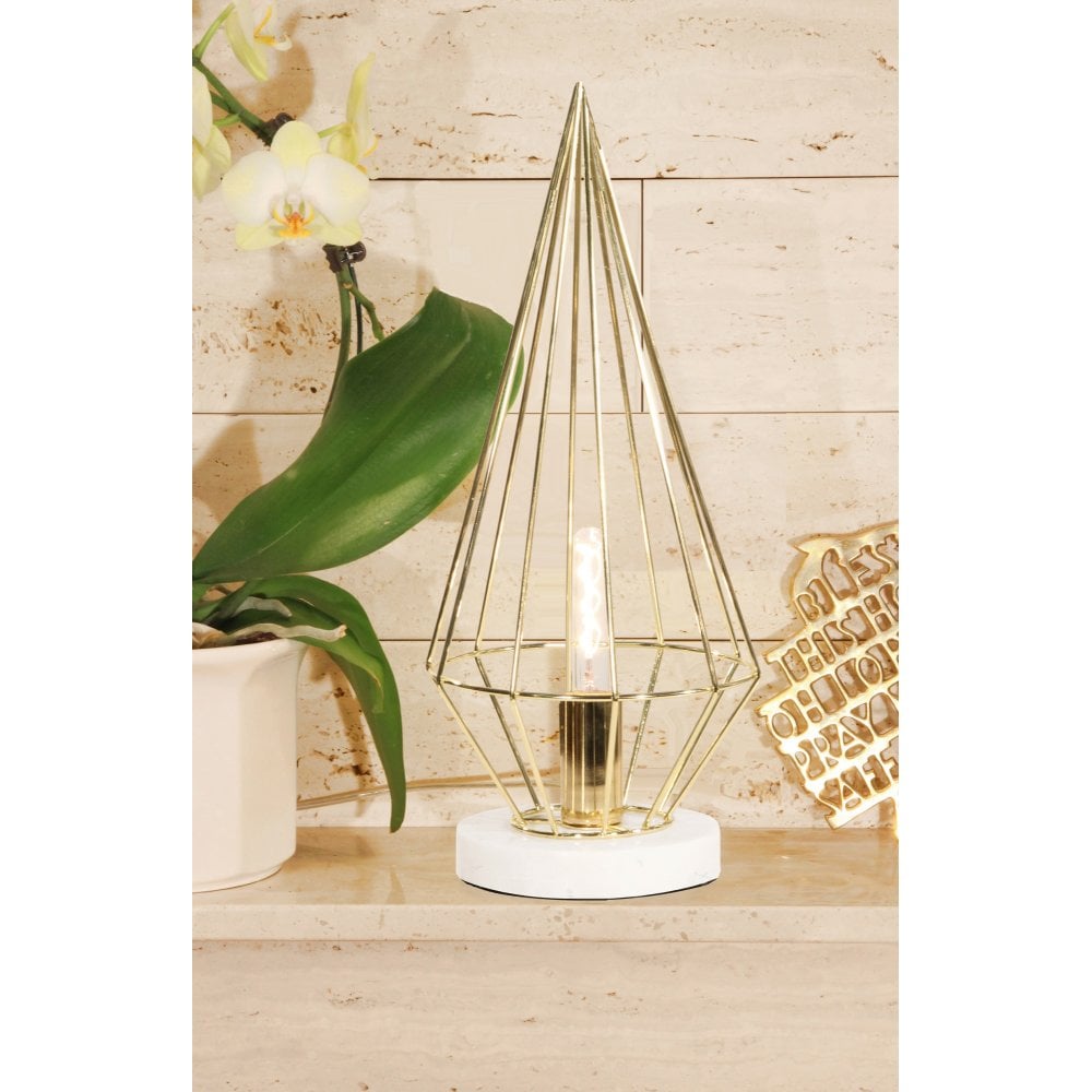 Diamond shaped table lamp.