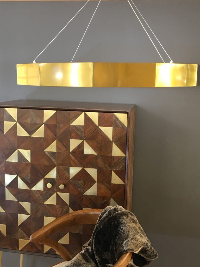 Uniquity METRIC Ceiling Pendant Brass Finish Flat Sided Circular Pendant