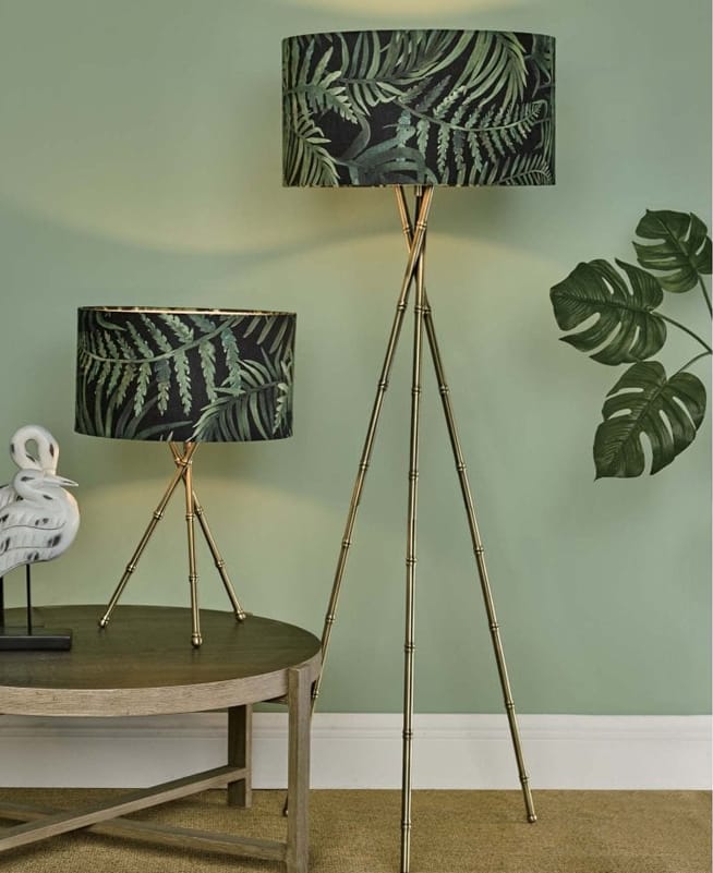 BAMBOO antique brass tripod style floor lamp base
