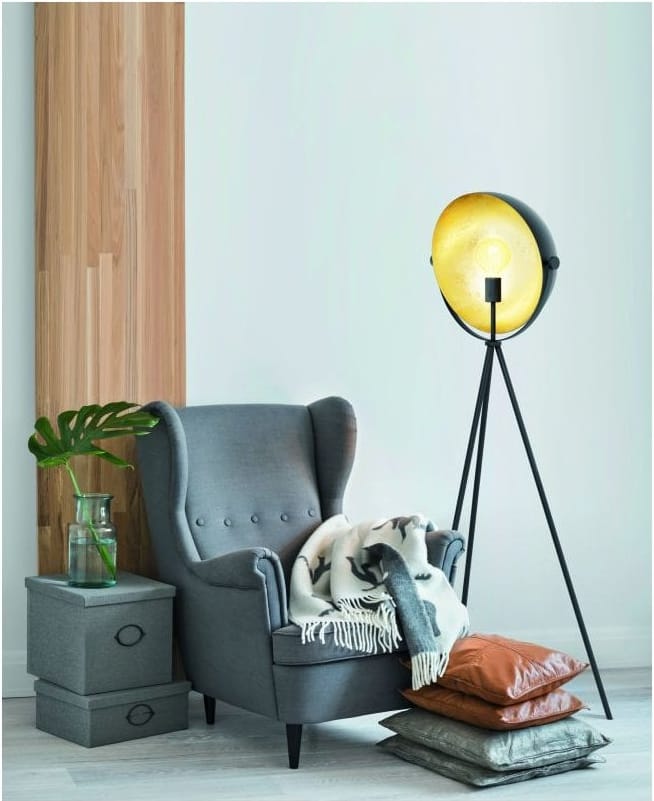 DARNIUS Black Gold Tripod Floor Lamp