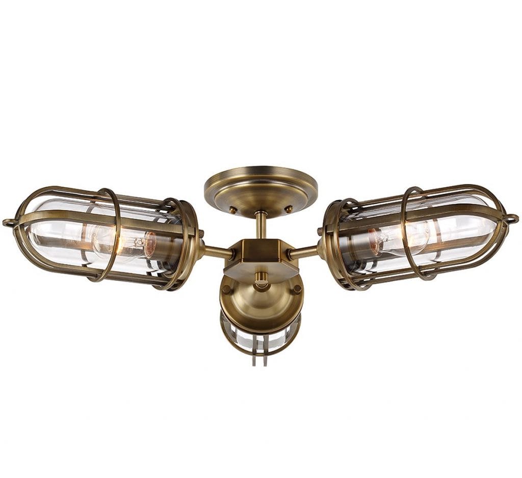 Quintessentiale URBAN Restoration 3 Light Semi Flush Dark Antique Brass Bathroom Rated IP44