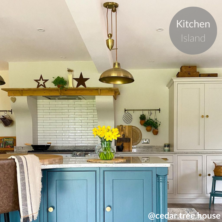 Rise and Fall light above a kitchen island