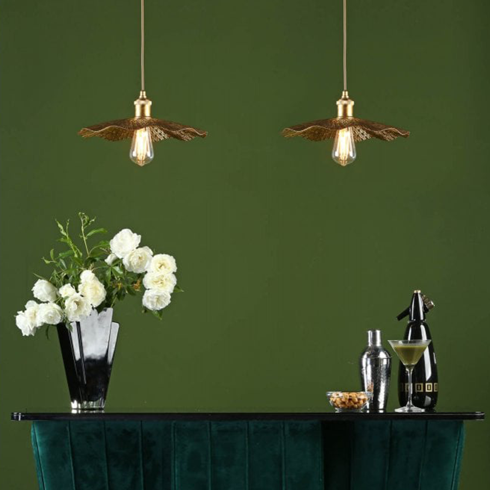 PIPER Single Pendant Light in Gold Leaf - room styling