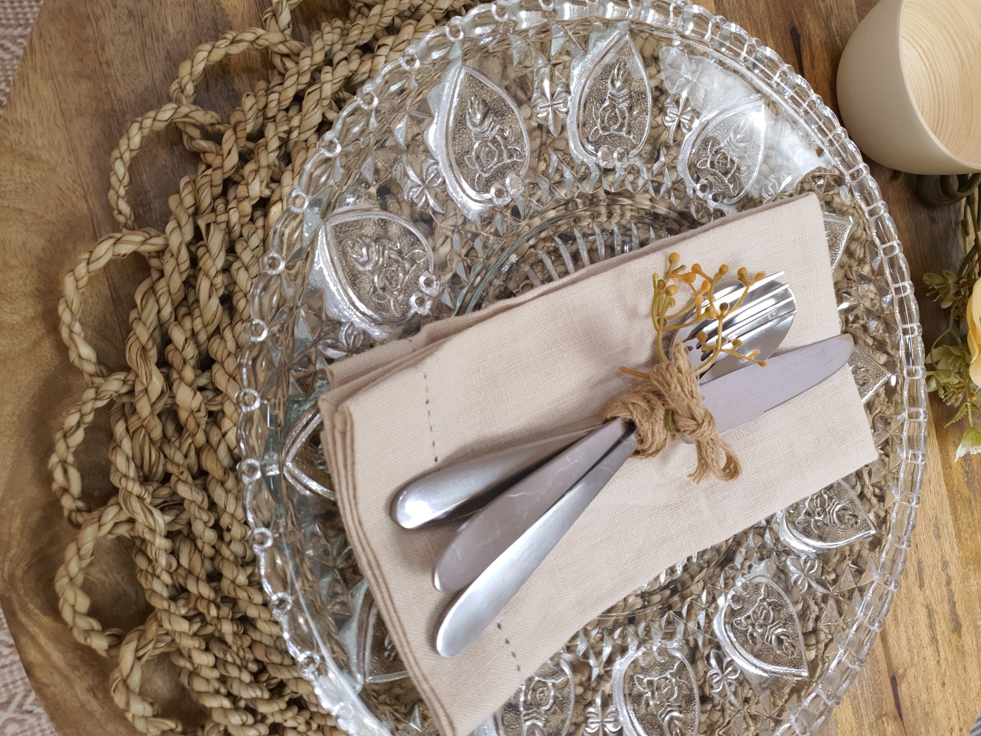 outdoor or indoor table mats and cutlery