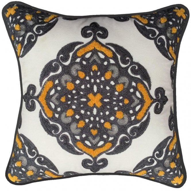 Geometric cushion featuring orange,