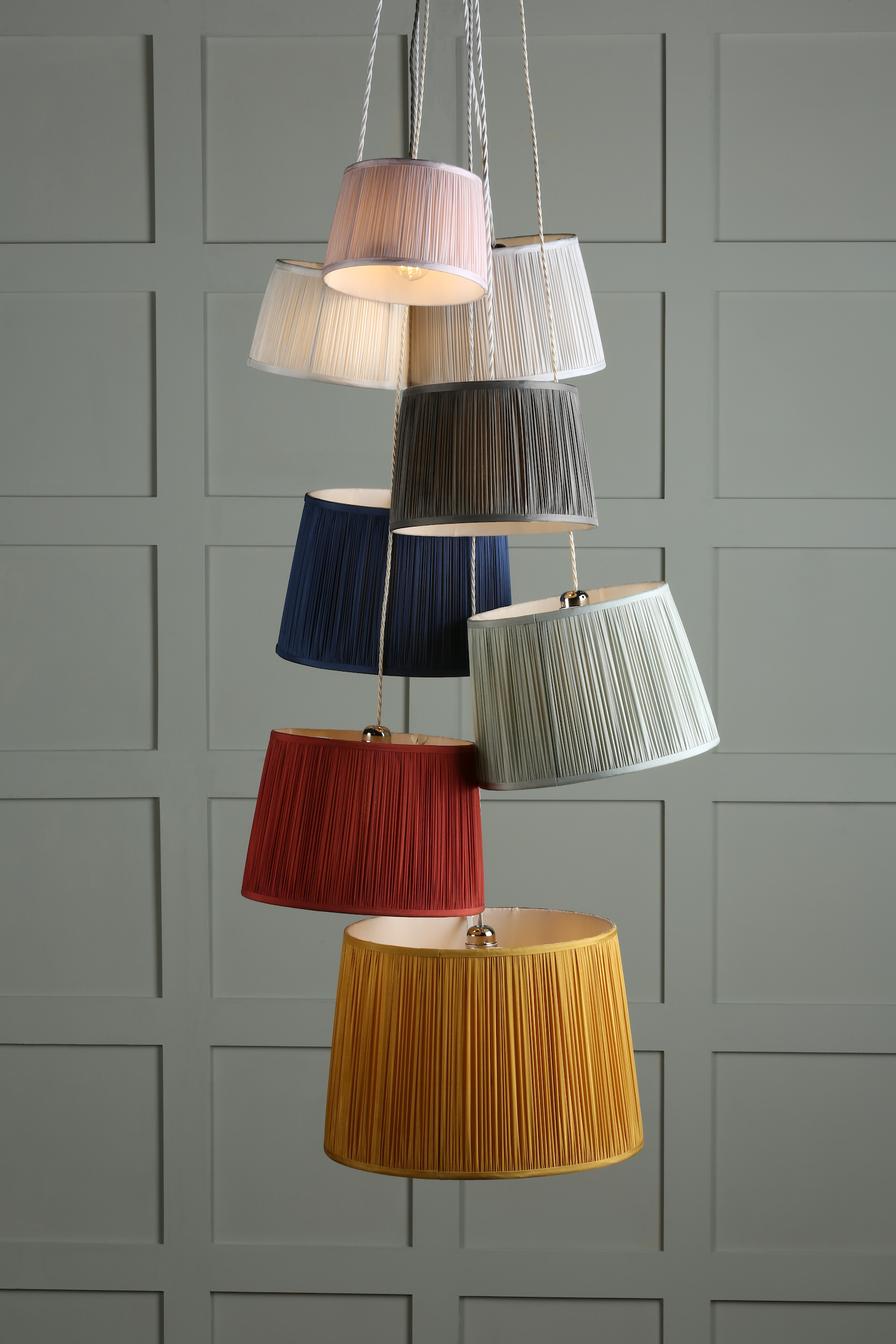Laura Ashley HEMSLEY Pleated Silk Empire Drum Shade Blue 35cm/14 Inch