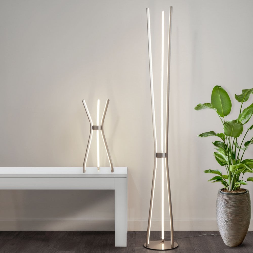 Lighting Catalogue TRIPOD Led 3 Light Floor Lamp Satin Nickel