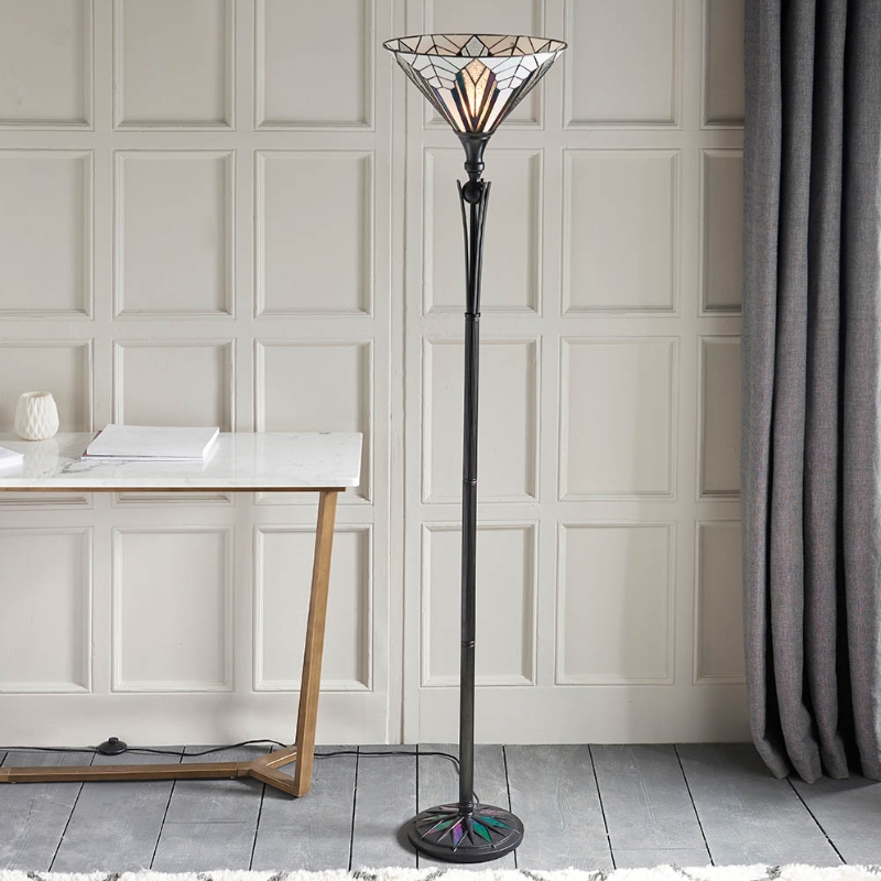 Tiffany Art Deco Style Uplighter Floor Lamp | Lighting Company UK