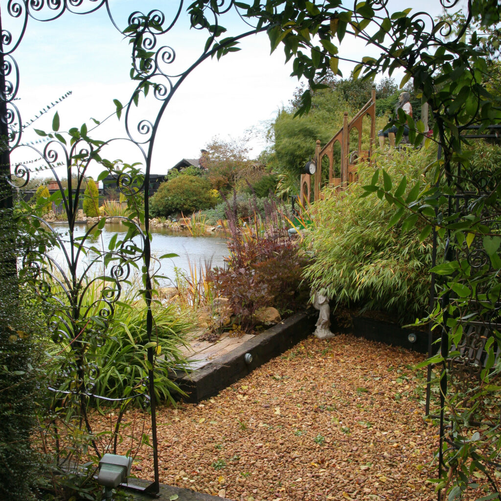 Garden with outdoor lighting