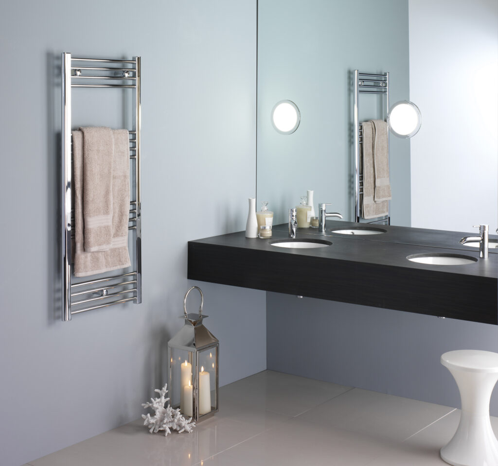 Bathroom with illuminated mirror