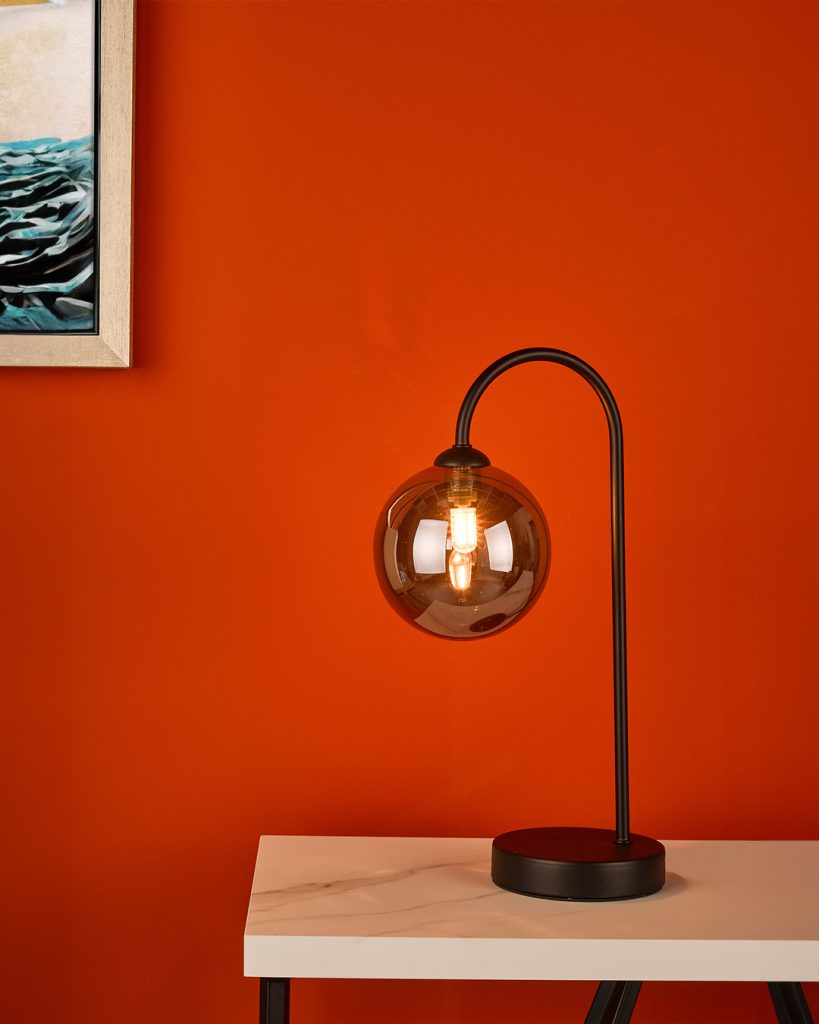 Black table and floor lamps
