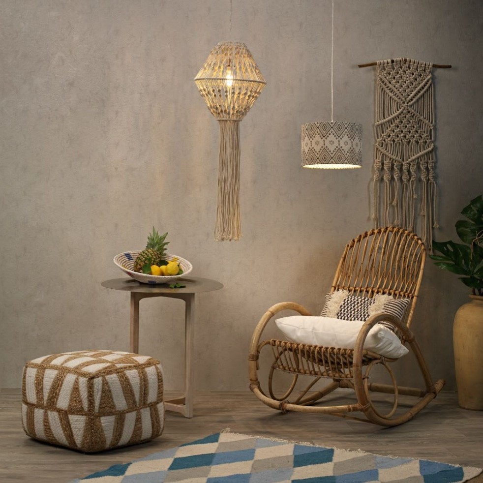 hand knotted macrame easy fit pendant shade in cream