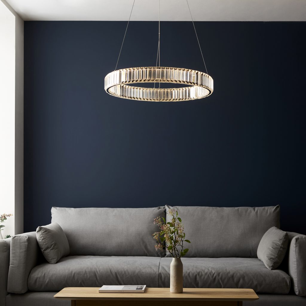 Ceiling Pendant in Chrome with Clear Crystal