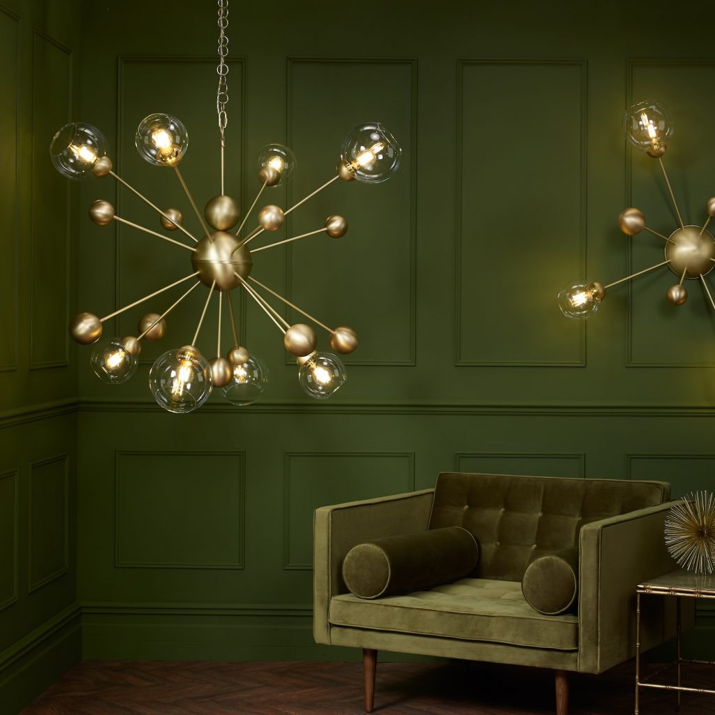 8 light horizontal pendant in butter brass