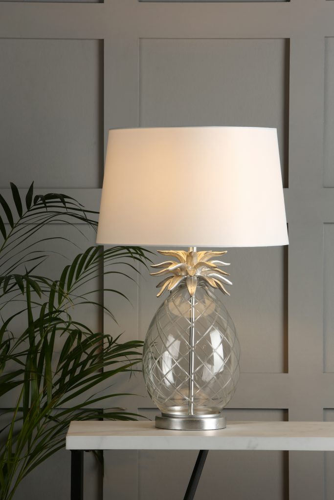 PINEAPPLE Table Lamp Glass with Ivory Shade