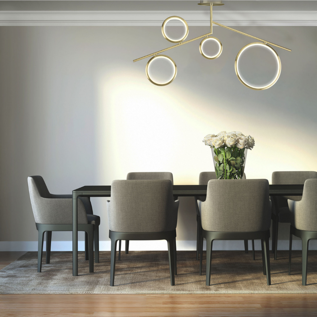 Ceiling Light 4 Rings Satin Gold with integrated LED