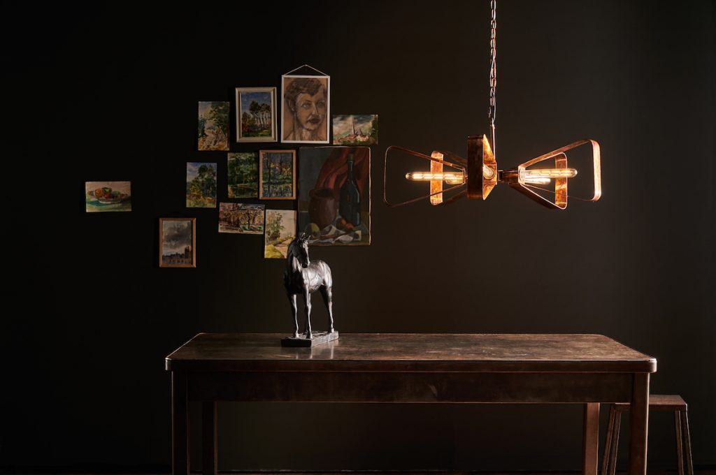 5 light oiled copper ceiling pendant