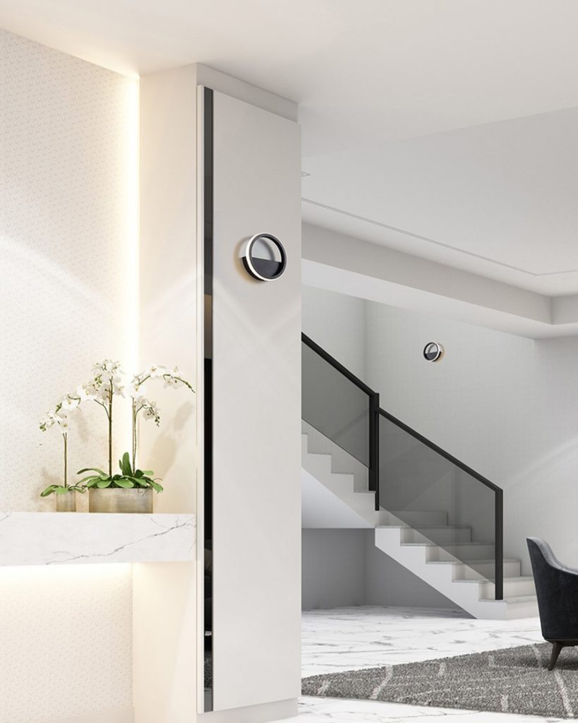 Black circle LED wall light