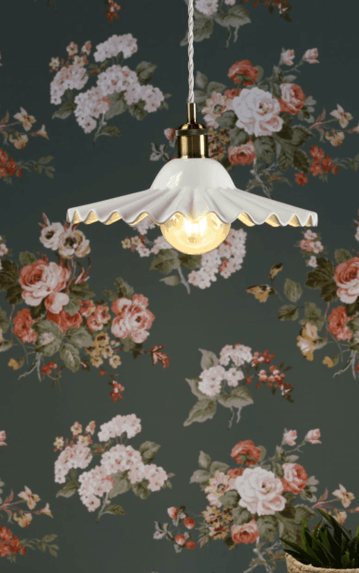 80s inspired scolloped edged ceiling light in white