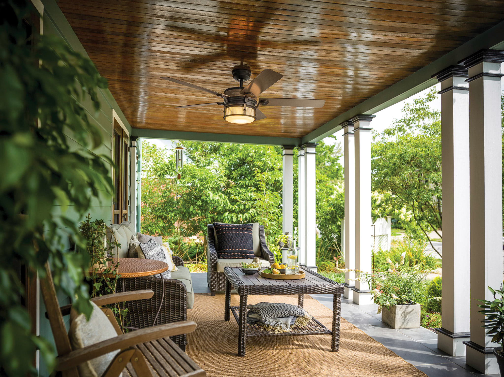 ceiling fans in an open garden room