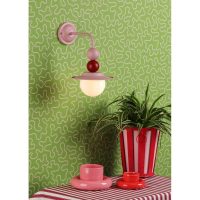 David Hunt Retro Wall Light Blush Pink and Strawberry Red