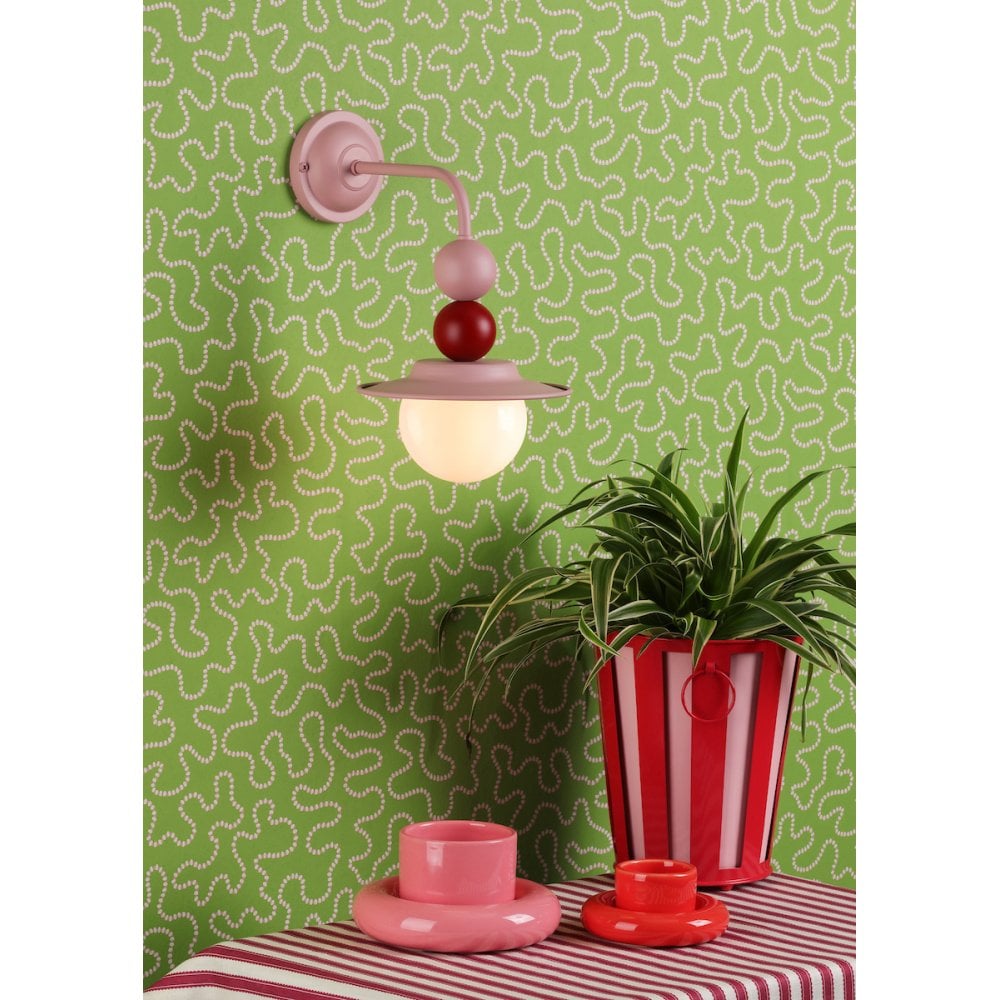 David Hunt Retro Wall Light Blush Pink and Strawberry Red