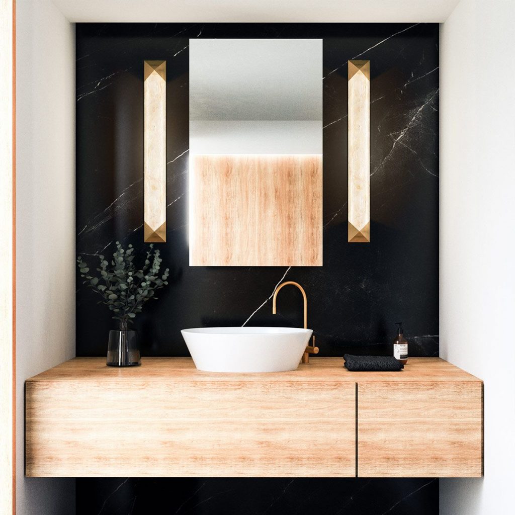 Elongated vertical bathroom safe wall lights